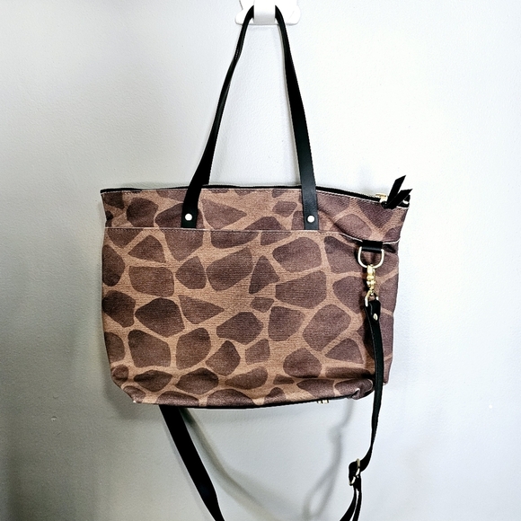 R.Riveter Ada large crossbody tote giraffe mixed media canvas - Picture 6 of 13